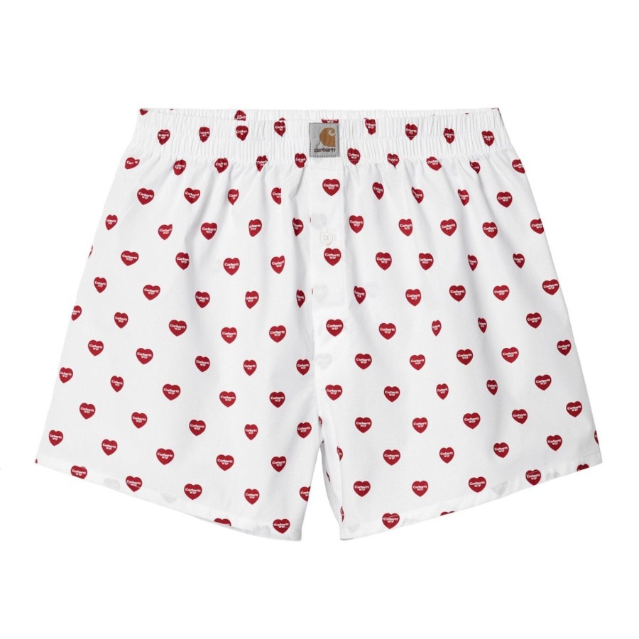 Herre Carhartt WIP | Cotton Boxer Heart Print White