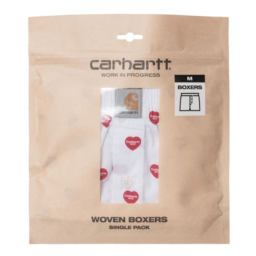 Herre Carhartt WIP | Cotton Boxer Heart Print White