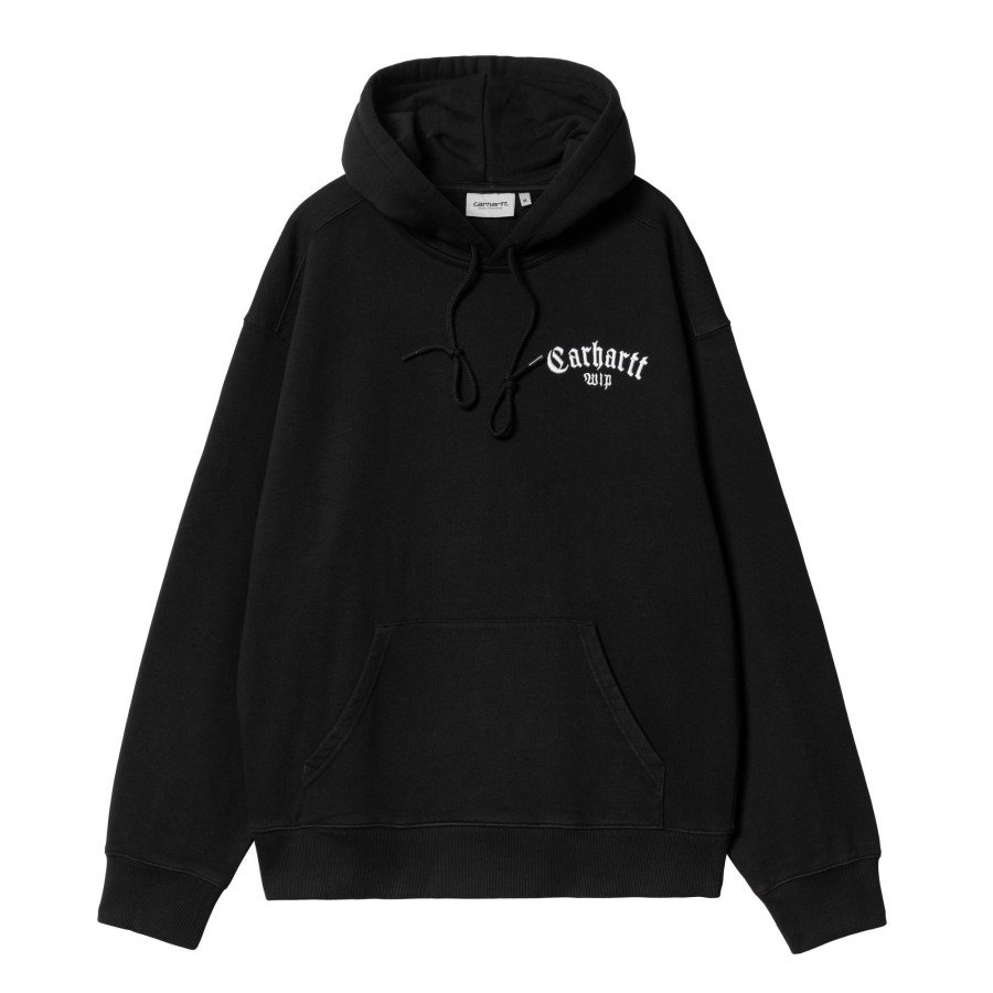 Herre Carhartt WIP | Hooded Onyx Script Sweat