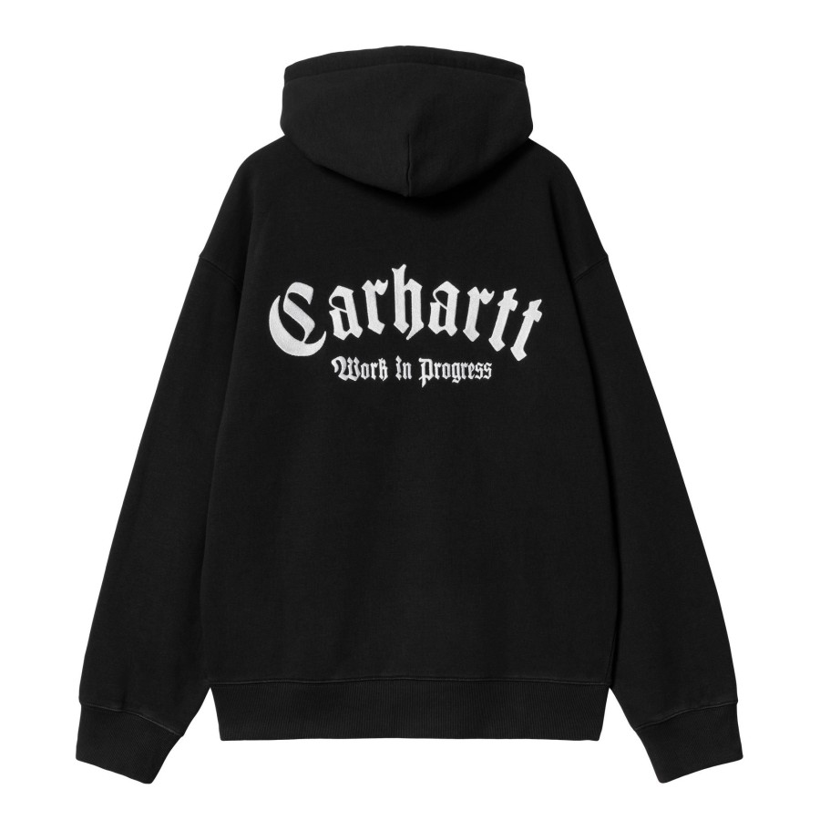 Herre Carhartt WIP | Hooded Onyx Script Sweat