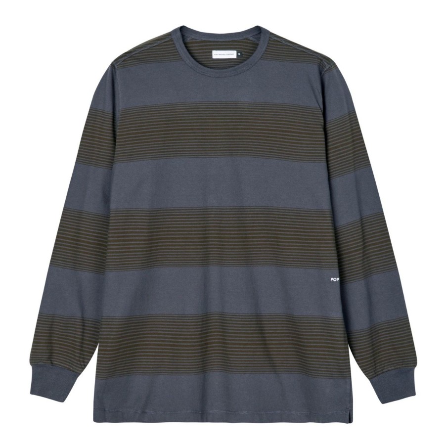 Herre Pop Trading Company | Striped Logo L/S T-Shirt