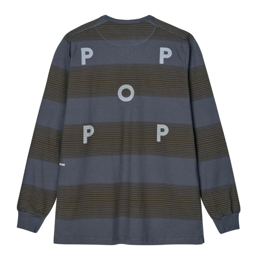 Herre Pop Trading Company | Striped Logo L/S T-Shirt